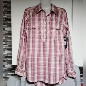 Burgundy Ridgecut Toughwear Flannel Shirt Sz-M